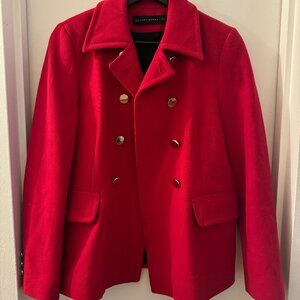 Zara Red & Gold Buttons Double Breasted Blazer - New